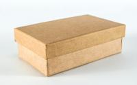 A brown shoebox with a lid.
