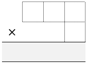A grid with 3 cells in the first row, 1 cell in the next row, so that these two numbers are to be multiplied together.