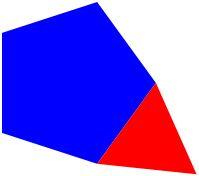 The pentagon from the previous picture, with an equilateral triangle along the bottom right side.